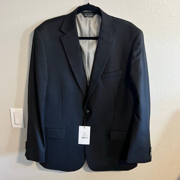 NWT Paul Fredrick Wool Black Blazer Sports Coat 2 Button Size 43R